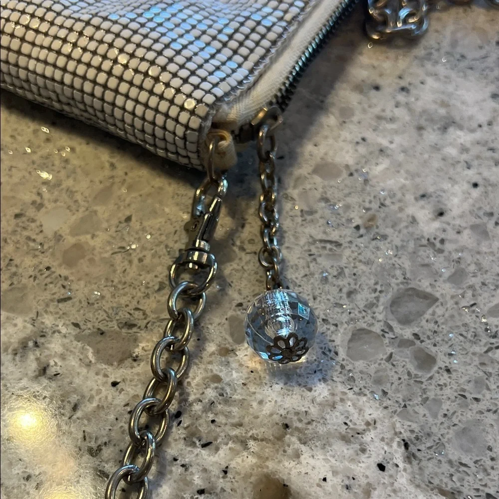 Nine West Metallic Silver Purse with Chain 6